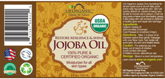 US Organic jojoba oil golden texture close-up highlighting quick absorption benefit