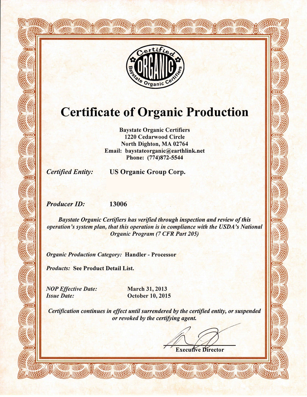 US Organic jar with blended oils and label showing suitability for formulation benefit