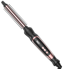 USHOW heated round brush front view showing compact barrel and handle, easy styling