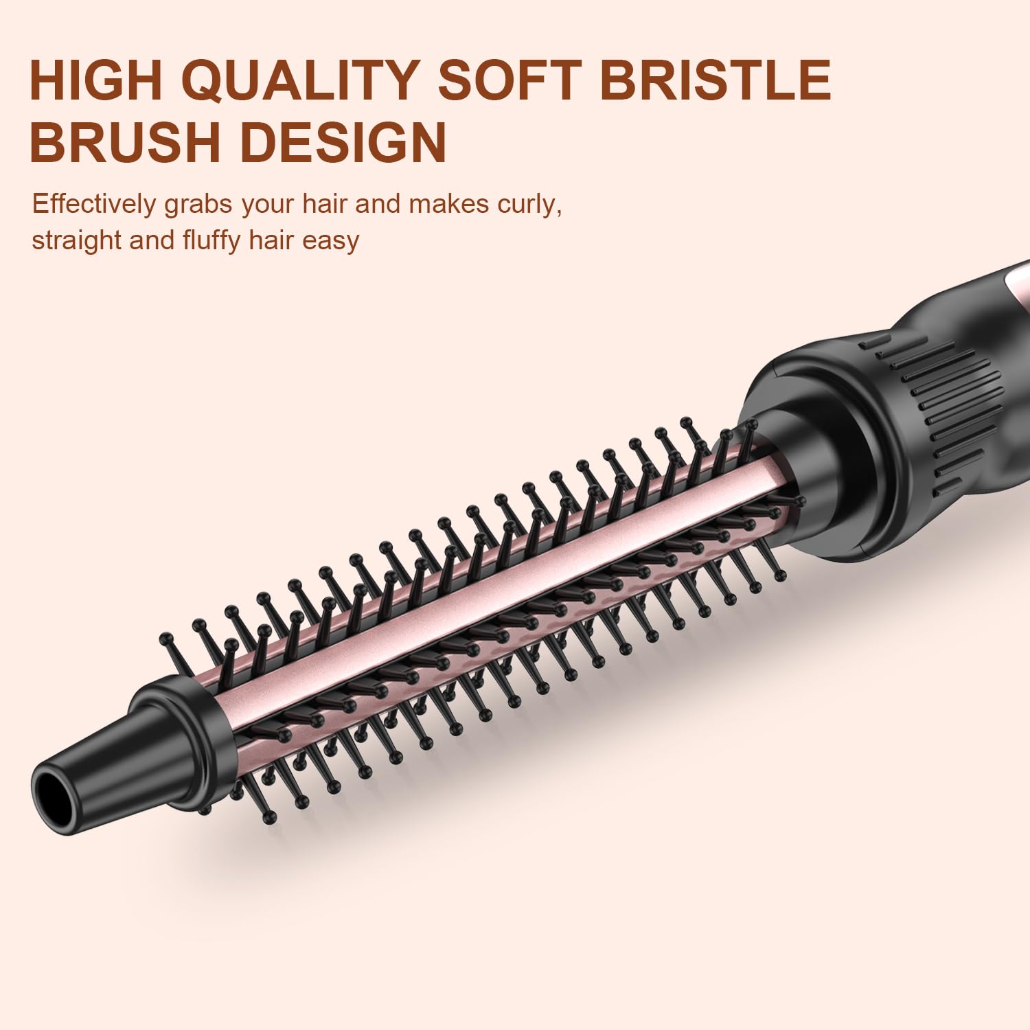 USHOW brush held in hand to show 1/2-inch barrel scale, precise small-section styling