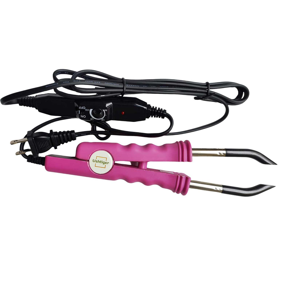 Ushtiger fusion iron in use heating a keratin bead demonstrating consistent heat for secure bonds