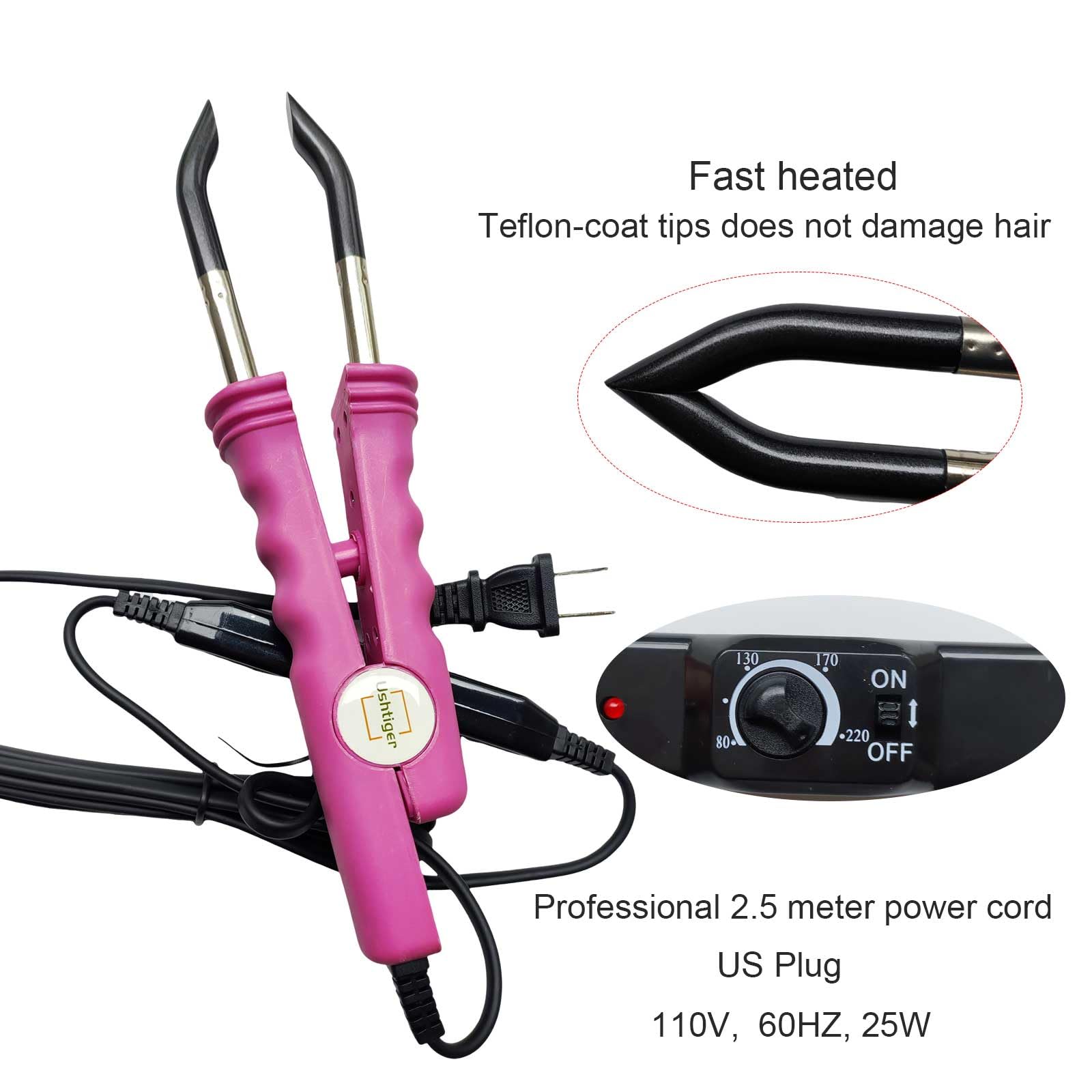 Ushtiger close-up of Teflon-coated tip highlighting glue-resistant surface for easier cleaning