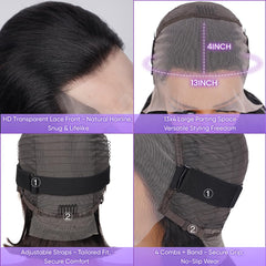 UTIDE bob wig lace closeup of 13x4 HD transparent lace for seamless blending benefit
