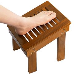 Utoplike teak front view showing compact shaving platform and stability