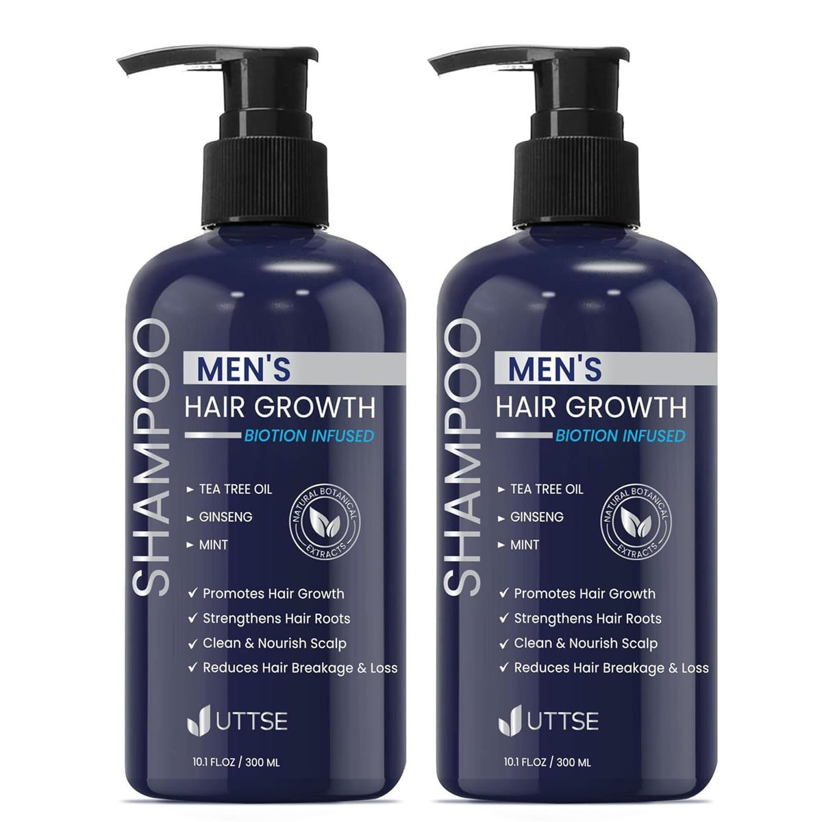 Uttse bottle front view showing label and energizing biotin benefit