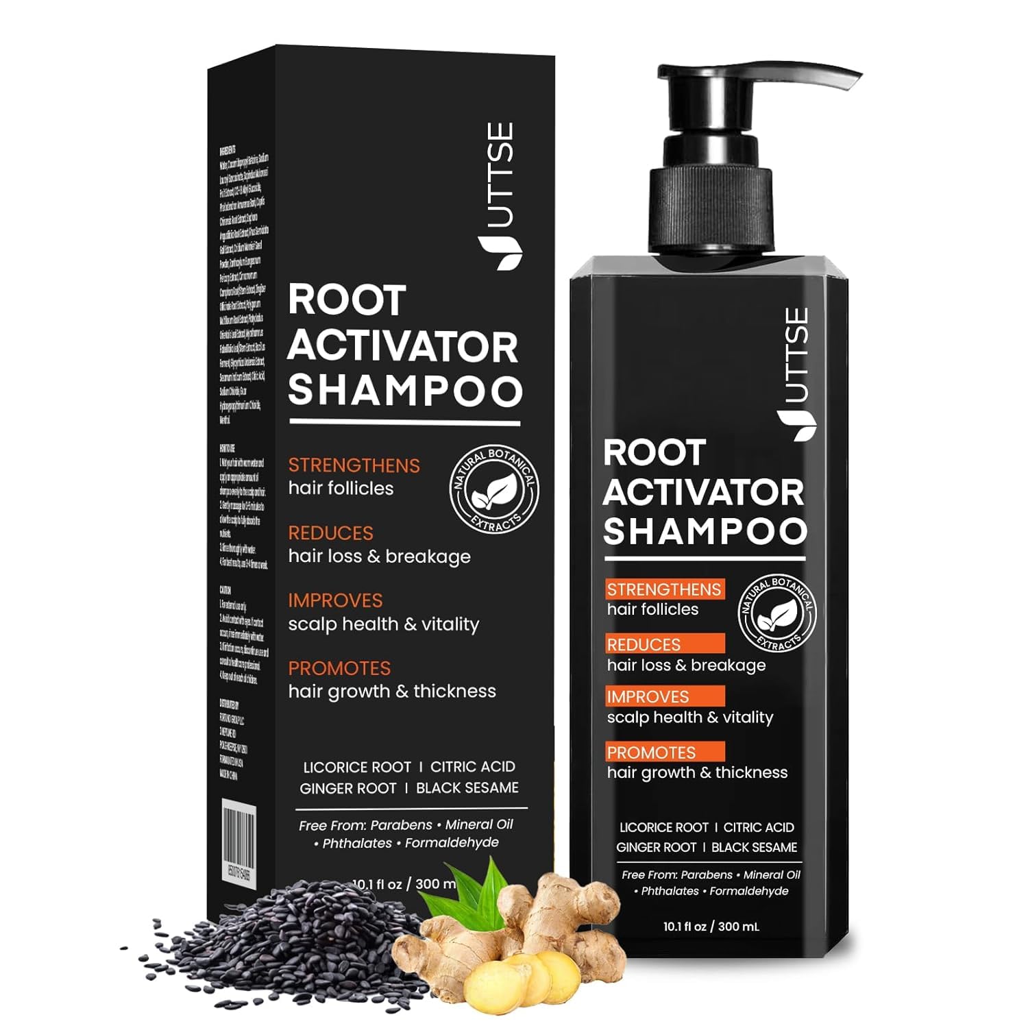 Uttse shampoo on bathroom shelf suggesting daily grooming routine