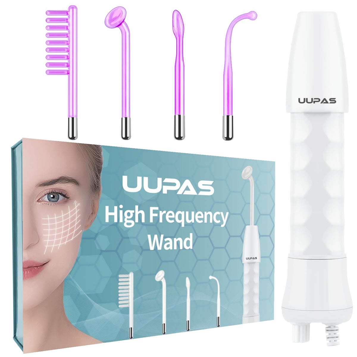 UUPAS front view wand showing compact handheld design and easy grip benefit