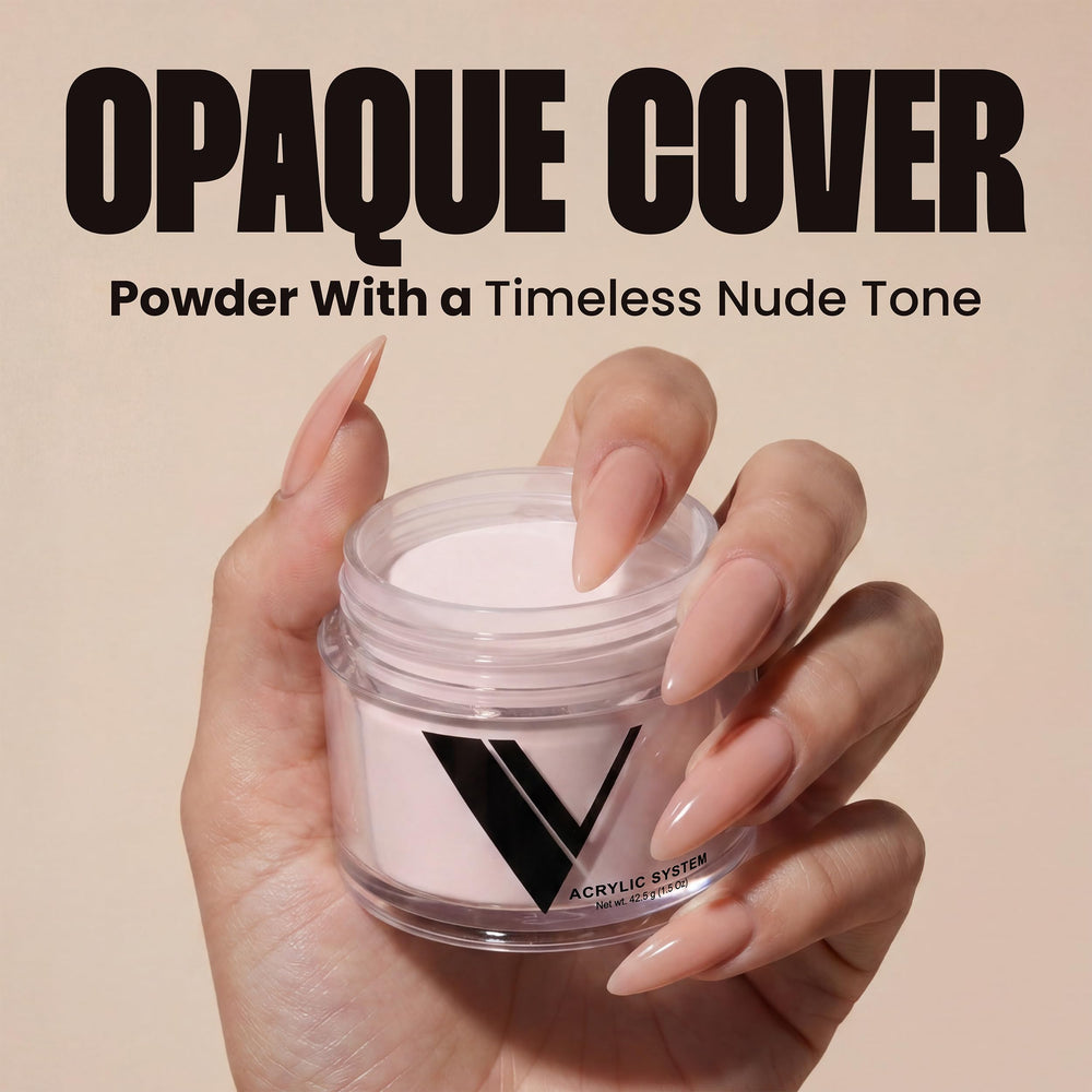 V Beauty Pure close-up powder texture highlighting fine milling for smooth application