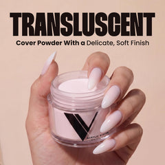 Close-up texture of V Beauty Pure powder highlighting fine milling for smooth application