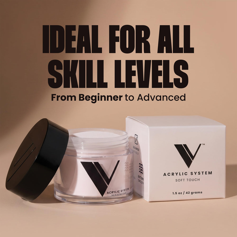 Salon scene with V Beauty Pure being used to create a delicate, finished nail set