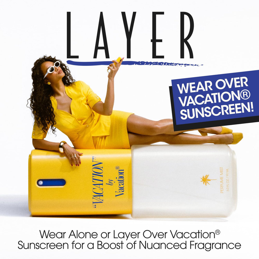 VACATION bottle in hand showing 3 fl oz scale and purse-friendly convenience