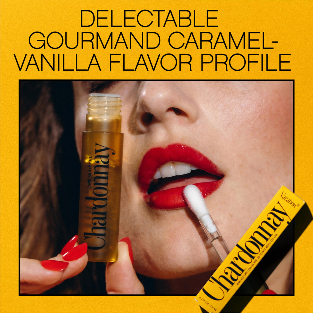 VACATION Chardonnay open applicator detail showing smooth applicator and glossy product