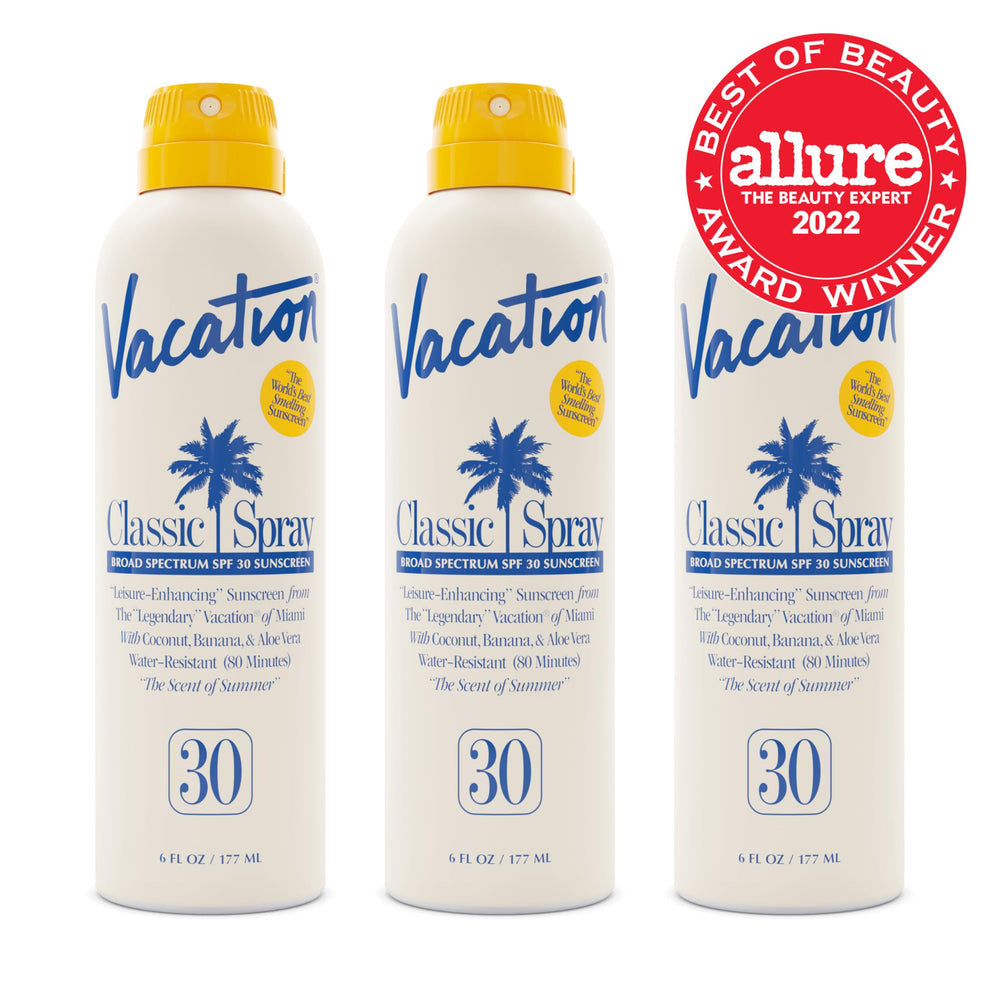 vacation bottle back label with ingredients and compliance details benefit