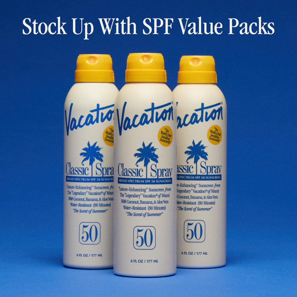 VACATION ingredient label detail highlighting reef-friendly actives