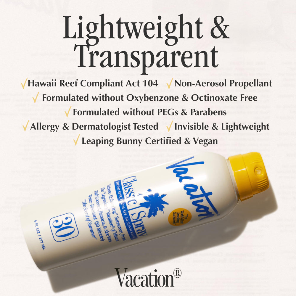 vacation transparent texture on skin demonstrating non‑greasy finish benefit