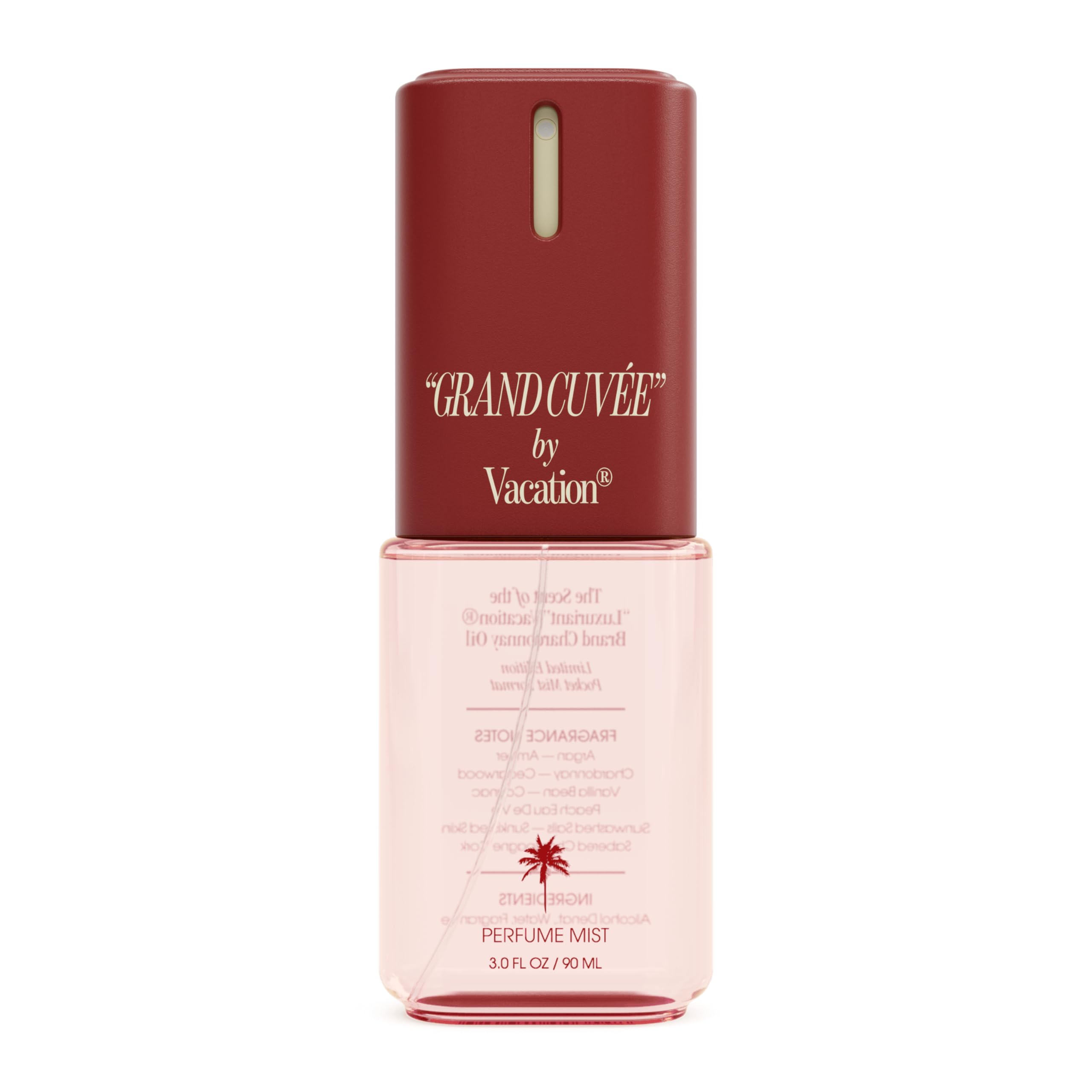 VACATION bottle front view showing elegant packaging and travel convenience