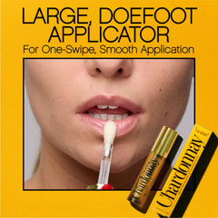 VACATION Chardonnay lip oil size comparison next to credit card for travel-ready convenience