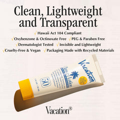 VACATION mini tube in hand demonstrating travel-friendly 1 fl oz size