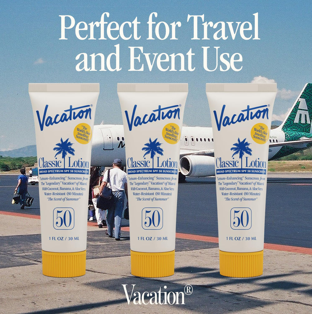 VACATION mini label closeup highlighting ingredients and Hawaii Act 104 compliance