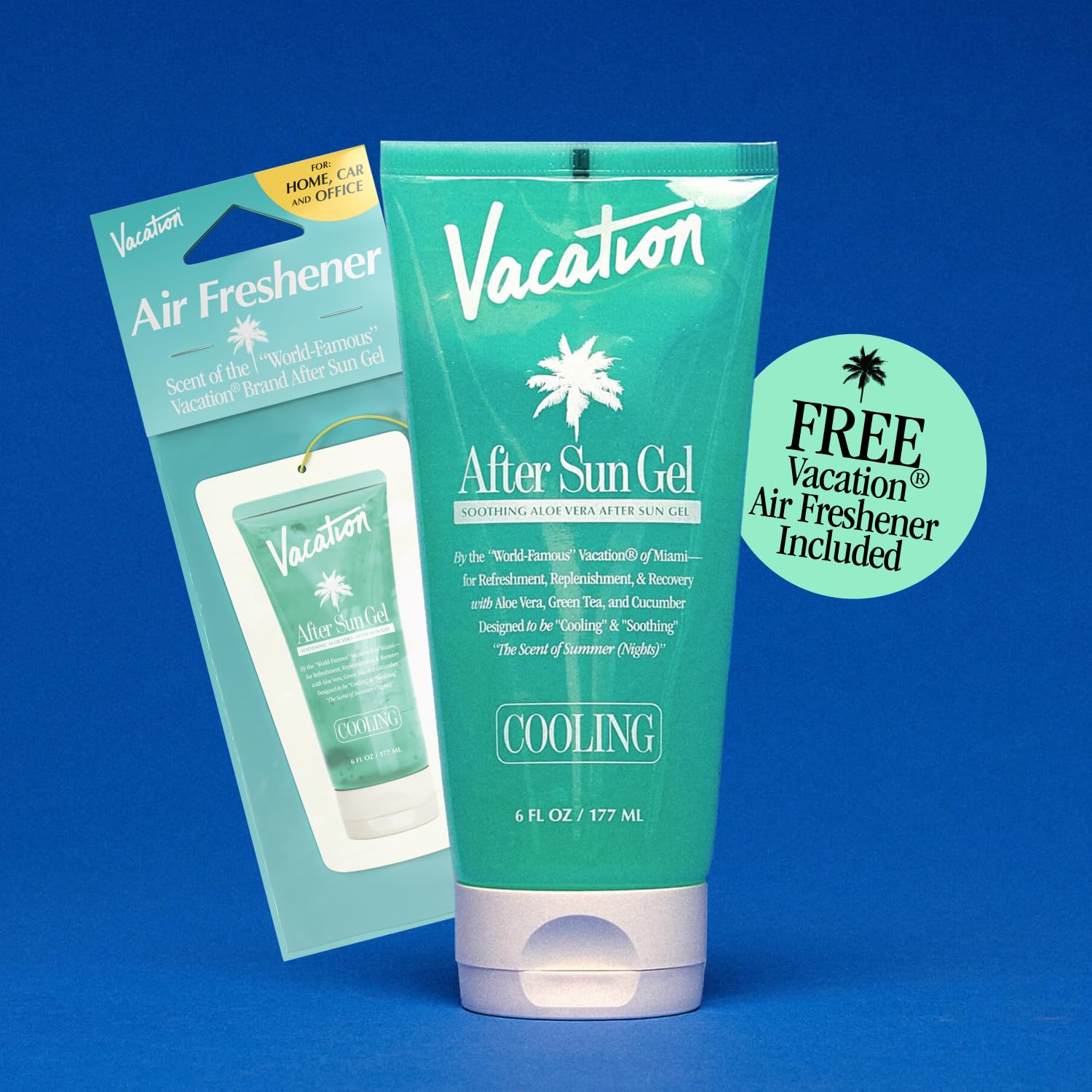 VACATION 6 fl oz bottle held in hand showing true size