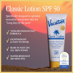 VACATION sunscreen texture close-up demonstrating lightweight, non-greasy absorbency