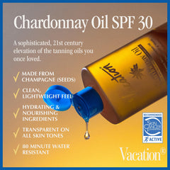 VACATION texture closeup showing lightweight oil absorbency and natural shine benefit