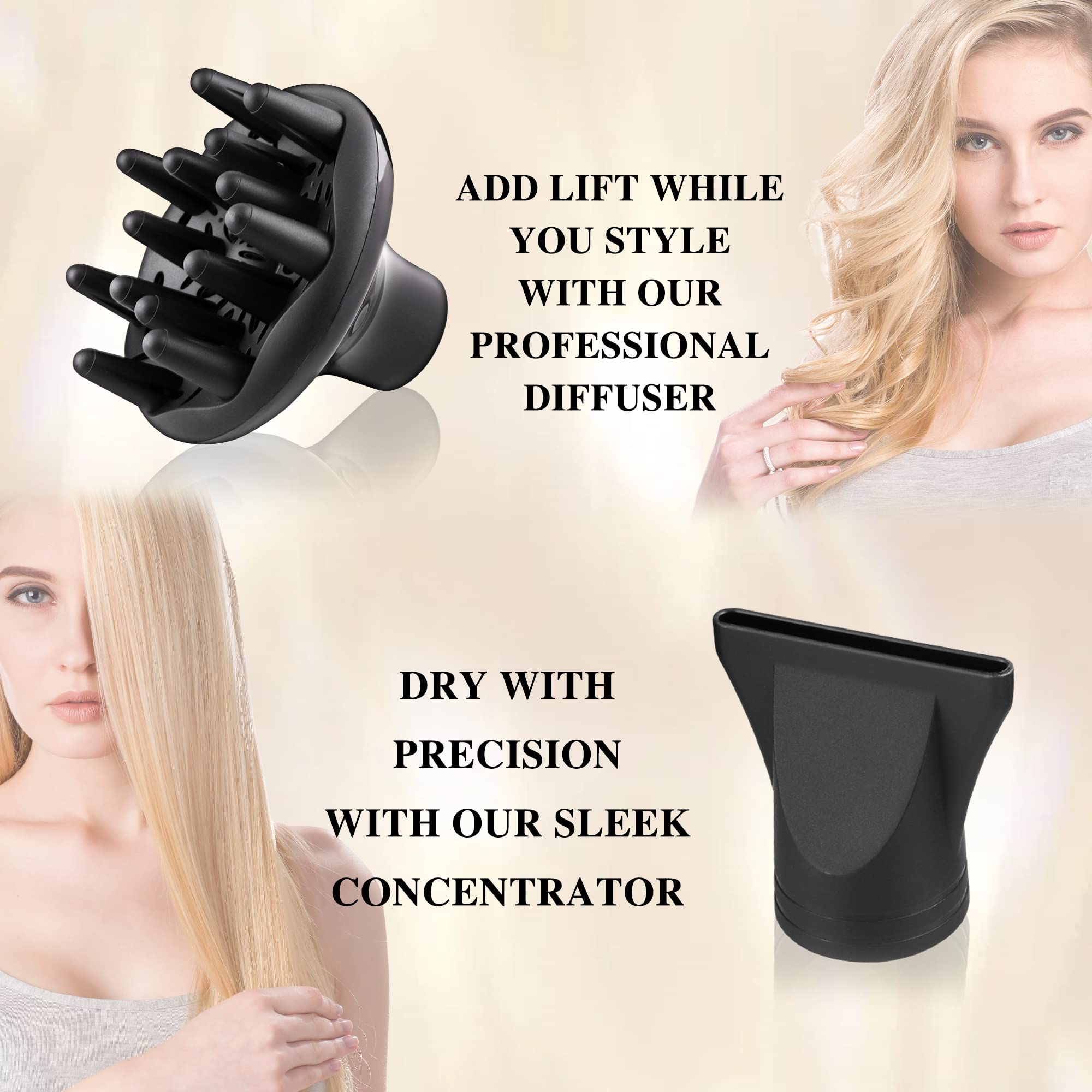 VAGARY hair dryer used on long hair demonstrating quick drying and smooth finish