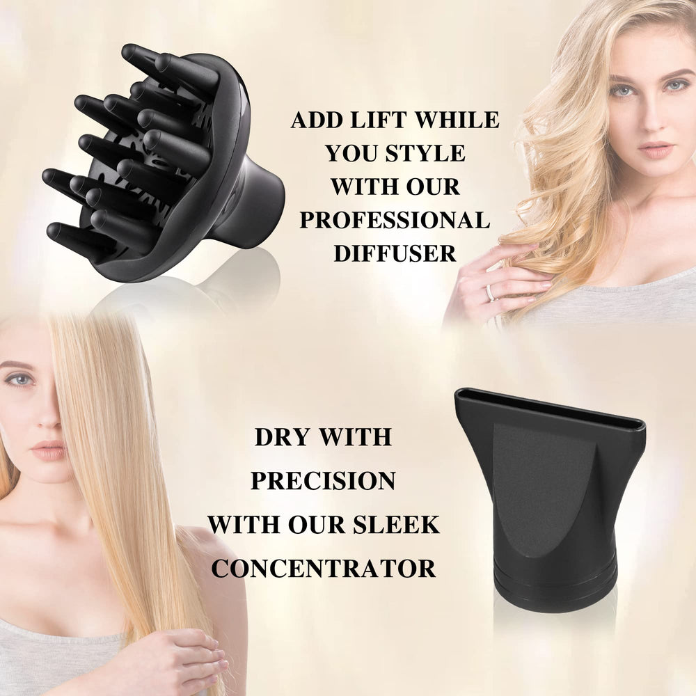 VAGARY hair dryer used on long hair demonstrating quick drying and smooth finish
