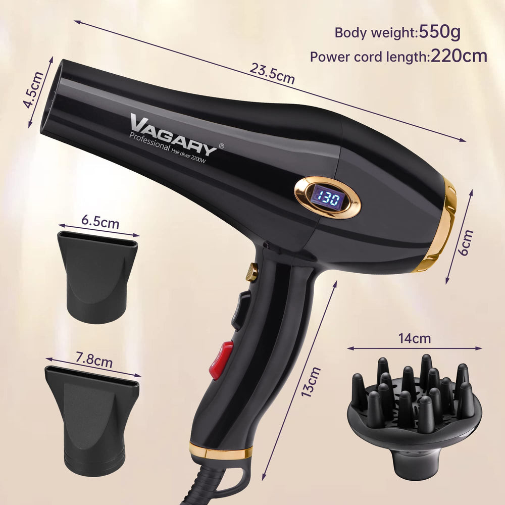VAGARY long power cord and ALCI plug for safe, flexible salon-style use