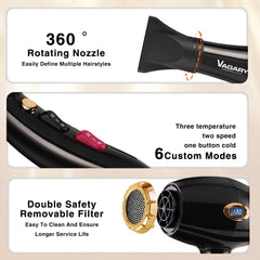 VAGARY temperature display visible while styling to help control heat