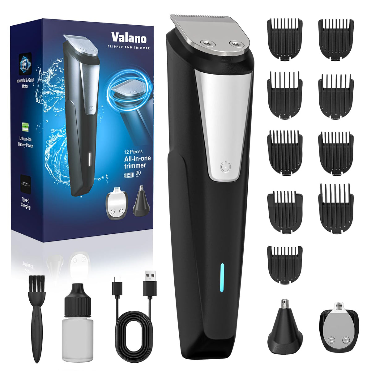 Valano front packaging showing complete kit and accessories for easy grooming