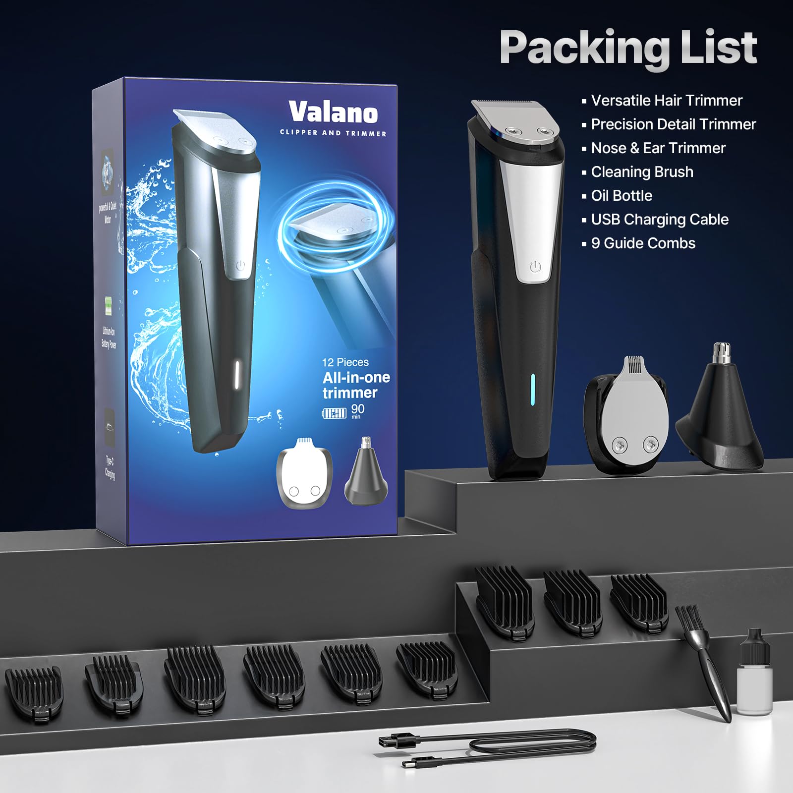 Valano grooming kit on bathroom counter showing ready-to-use, organized convenience