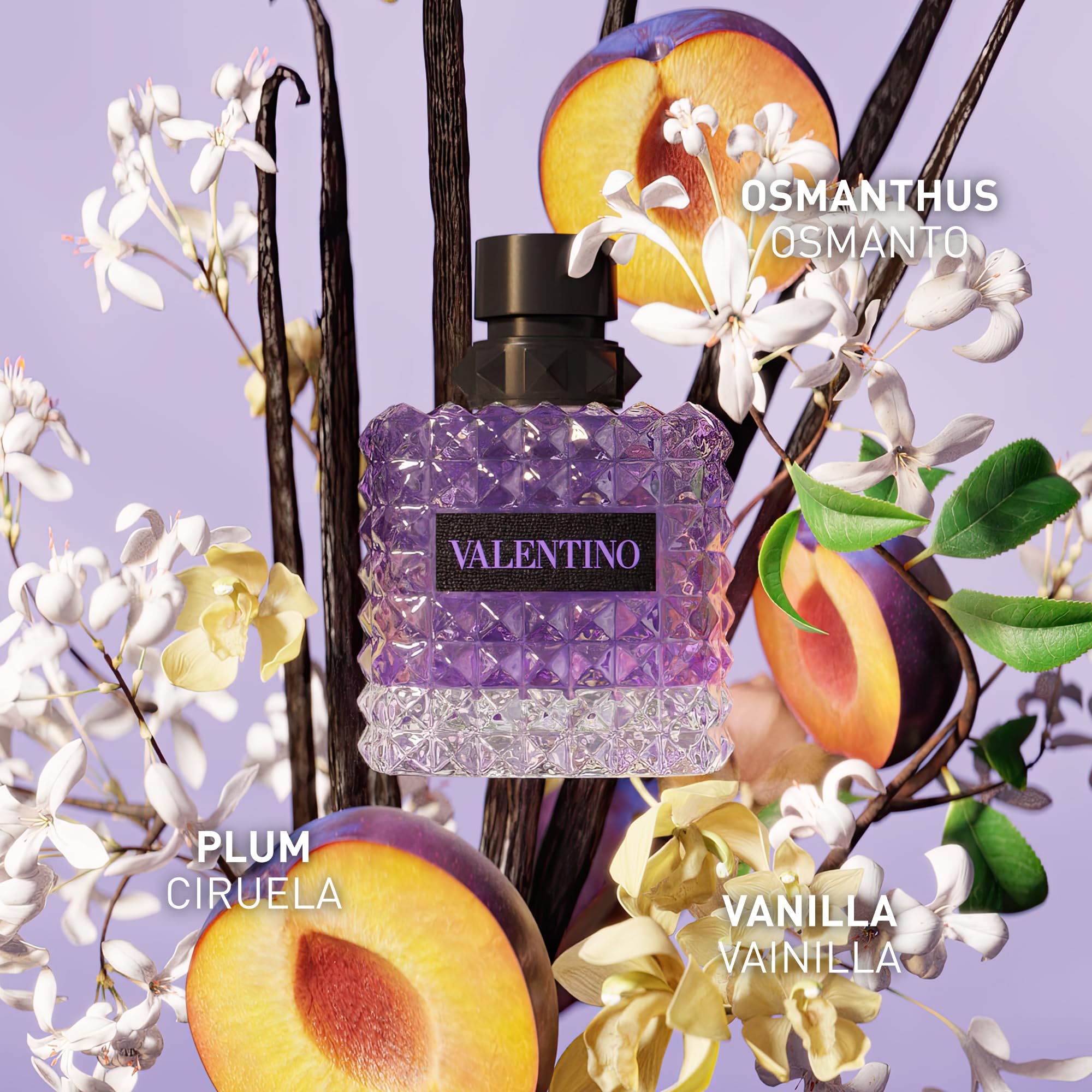 Valentino close-up of bottle texture highlighting premium glass detail