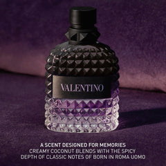 Valentino bottle held in hand showing 1.7 oz scale and travel-friendly convenience