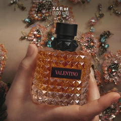 Valentino close-up label focusing on product name and luxury appeal