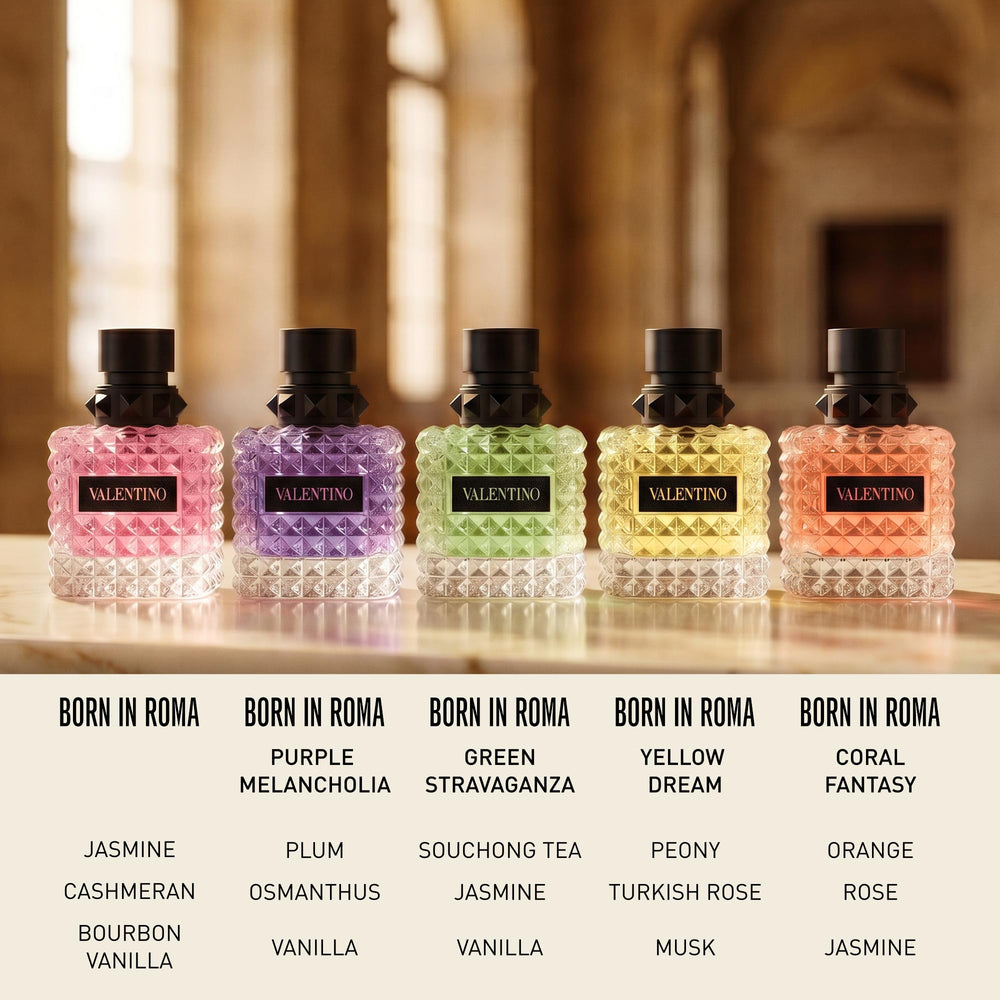 Valentino ingredient visual showing floral and fruity notes for fragrance clarity
