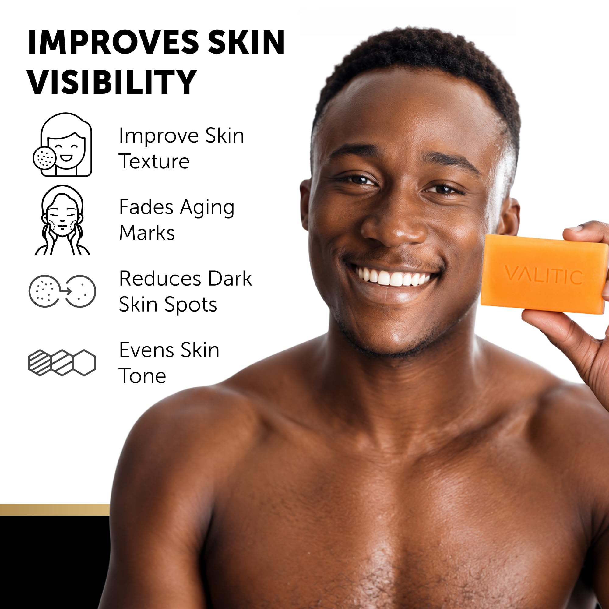 VALITIC soap in a bathroom setting showing everyday convenience and glow
