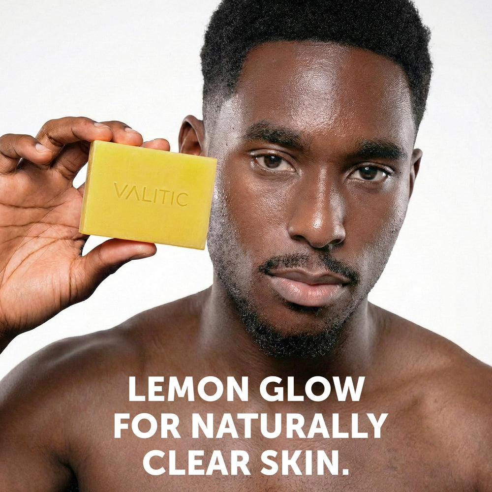 VALITIC charcoal bar texture showing deep-cleaning pore benefit