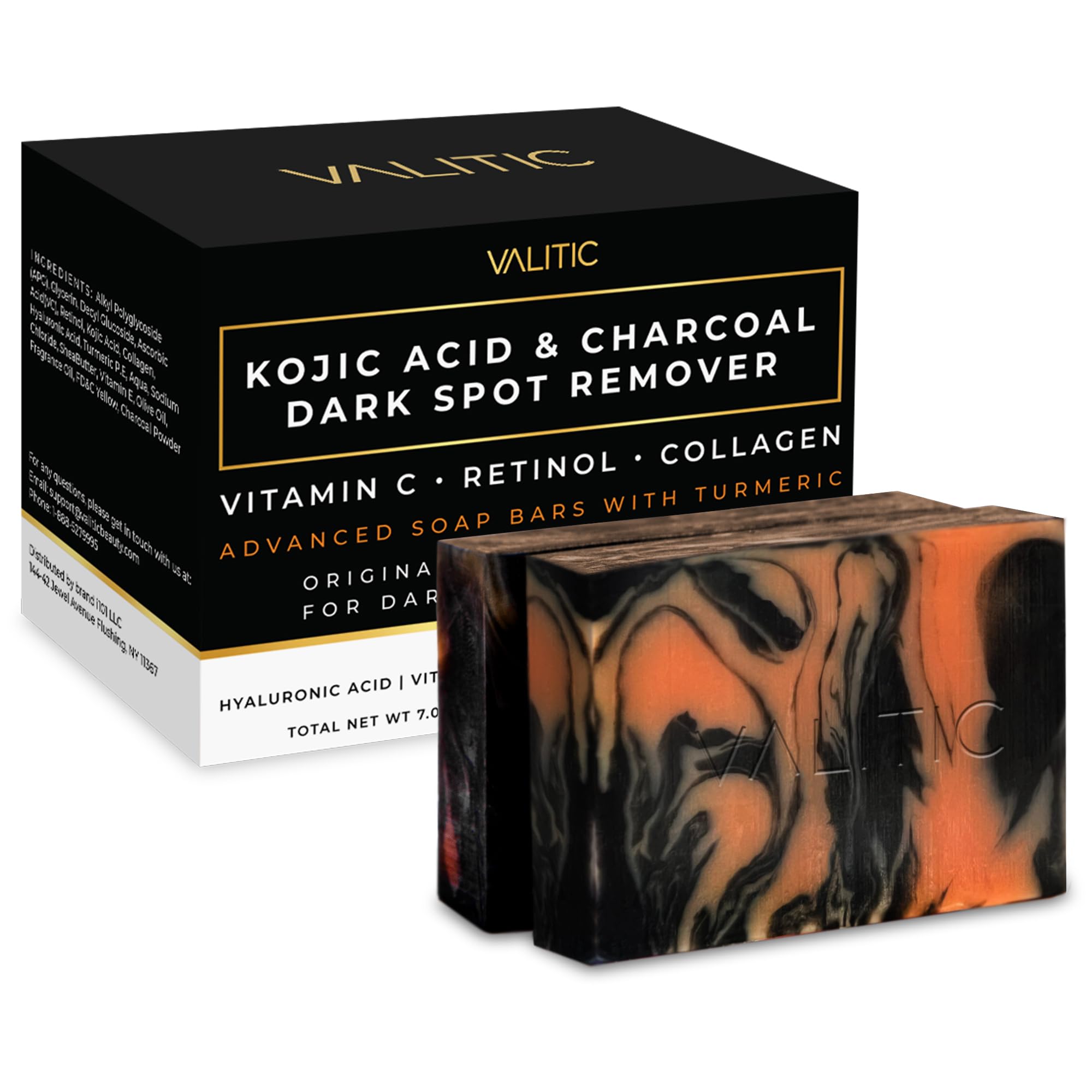 VALITIC front packaging showing two soap bars and benefits
