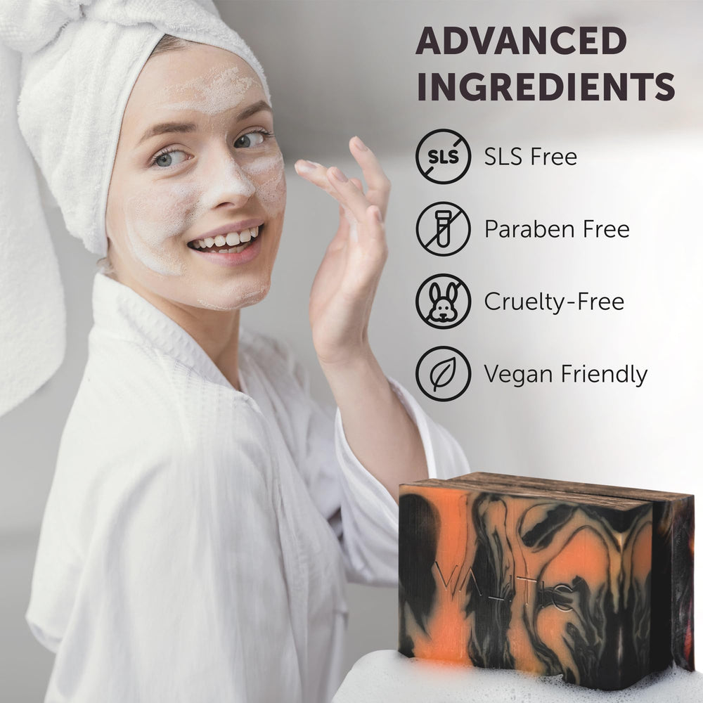 VALITIC soap next to hand for size comparison and travel-friendly benefit