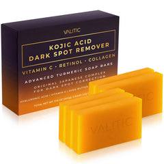 VALITIC front packaging showing turmeric soap benefits and five bars