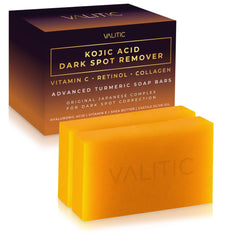 VALITIC front packaging showing two turmeric soap bars and product name benefits