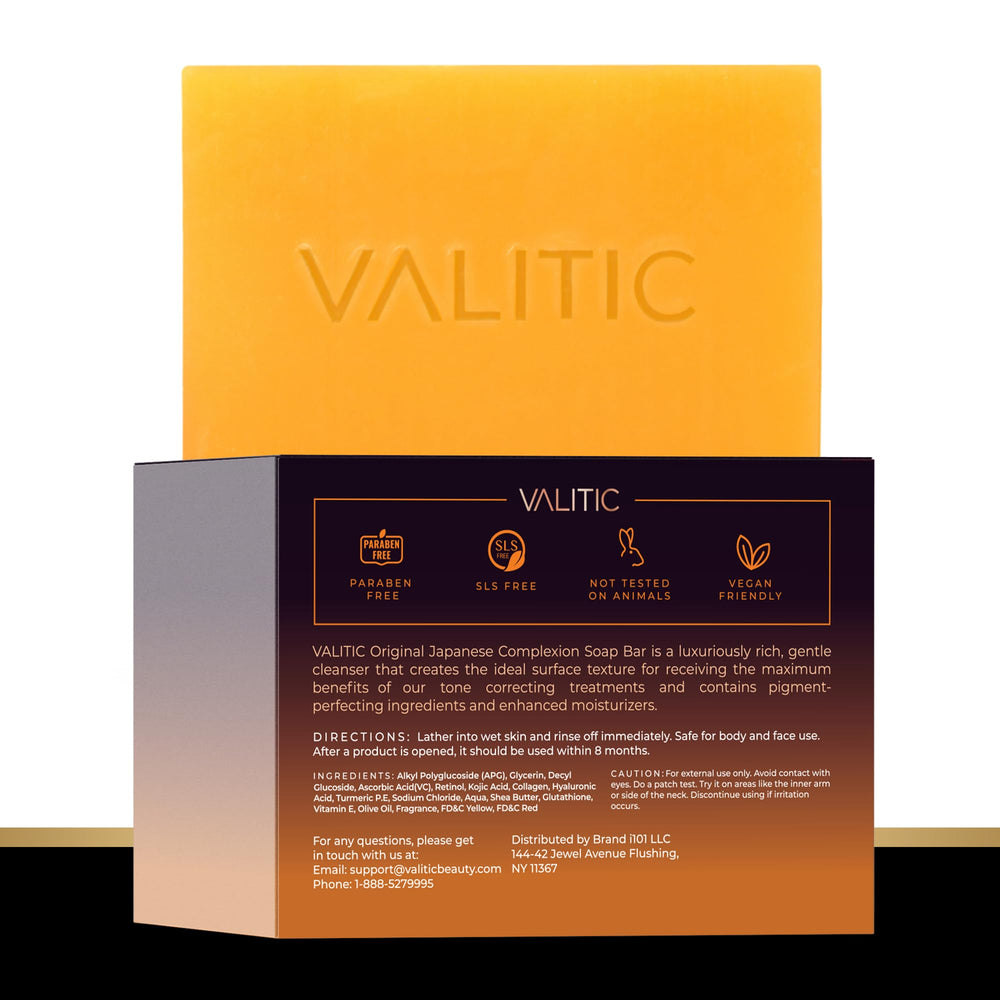 VALITIC soap on shelf detail showing packaging durability and convenience benefit