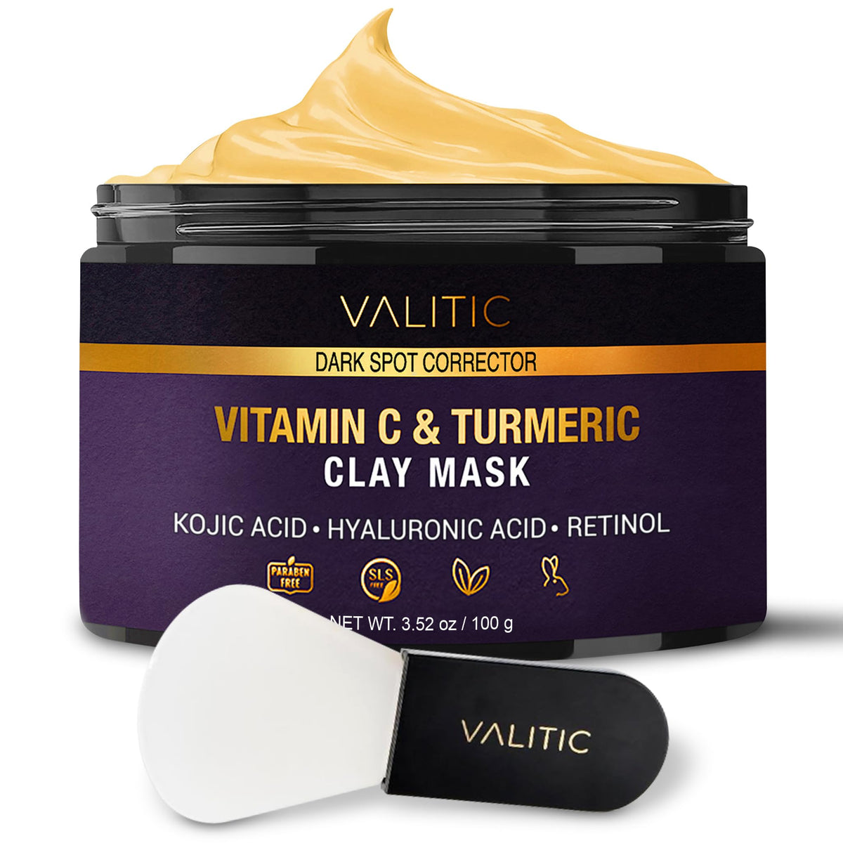 VALITIC front packaging showing product name and size, clear benefit of brightening