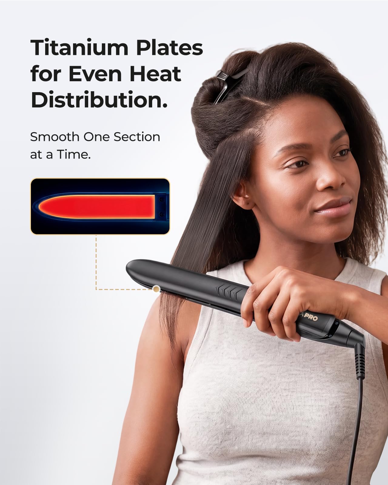VANESSA PRO curling hair demonstrating versatile 2-in-1 styling benefit