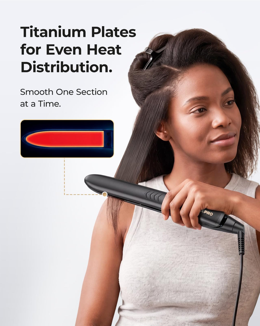 VANESSA PRO curling hair demonstrating versatile 2-in-1 styling benefit