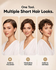 VANESSA PRO styling bangs close-up for defined, frizz-free finish benefit