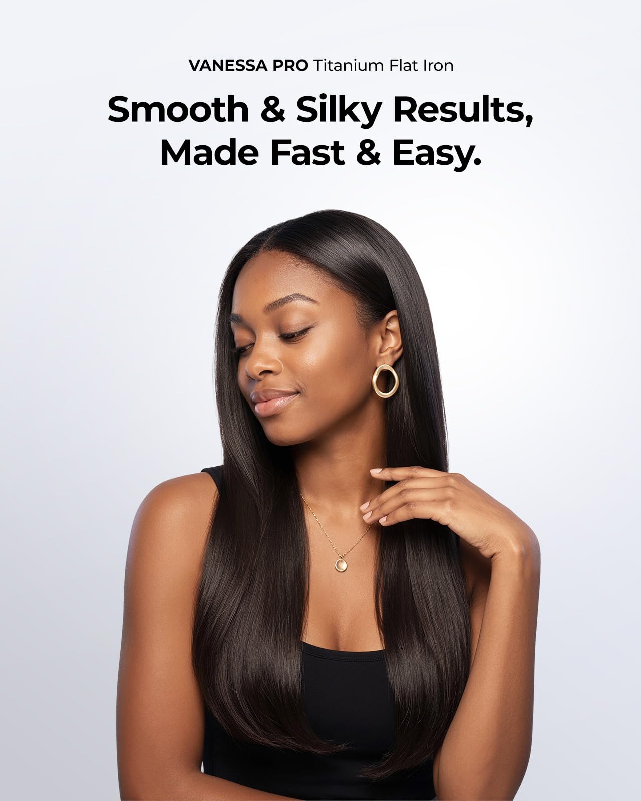 VANESSA PRO titanium plate close-up for even heat transfer and smooth glide