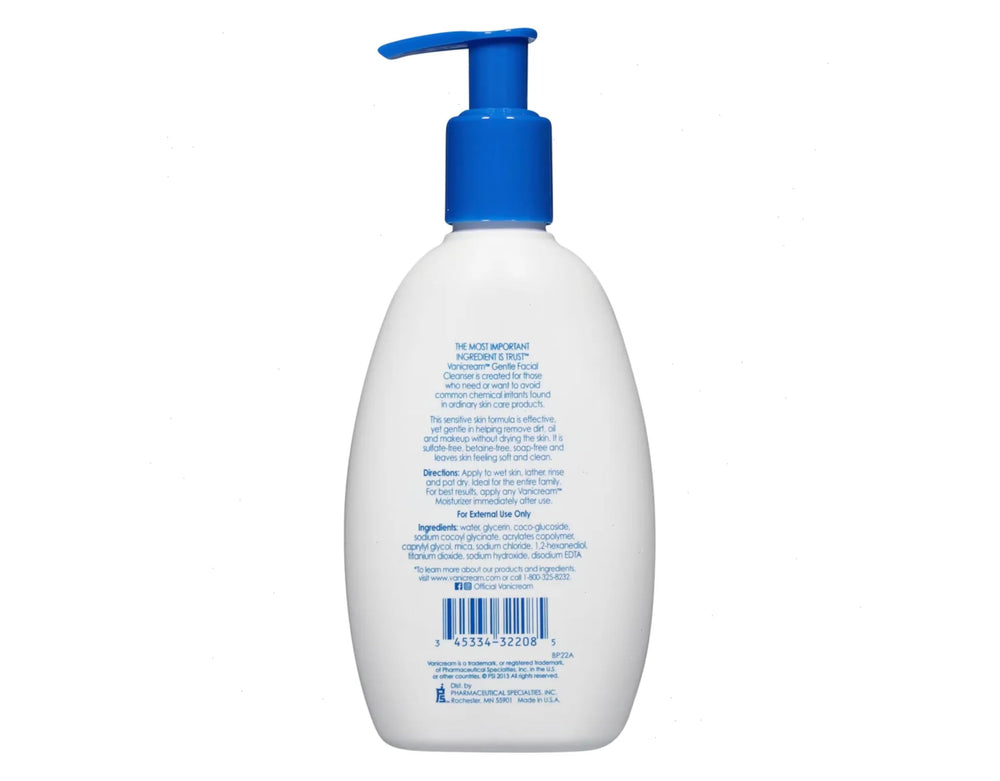 vanicream cleanser being rinsed from wet face for effective gentle cleansing