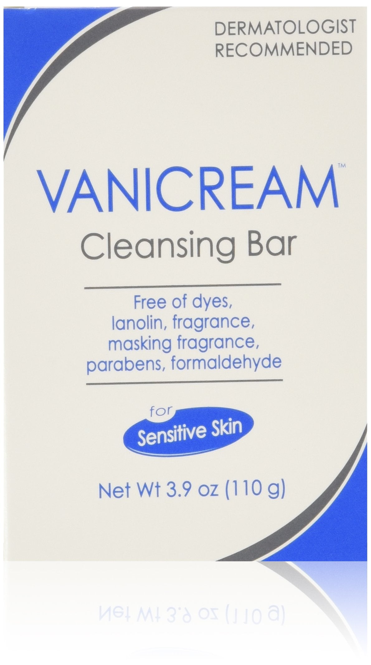 Vanicream front packaging showing clean bar and benefits for sensitive skin